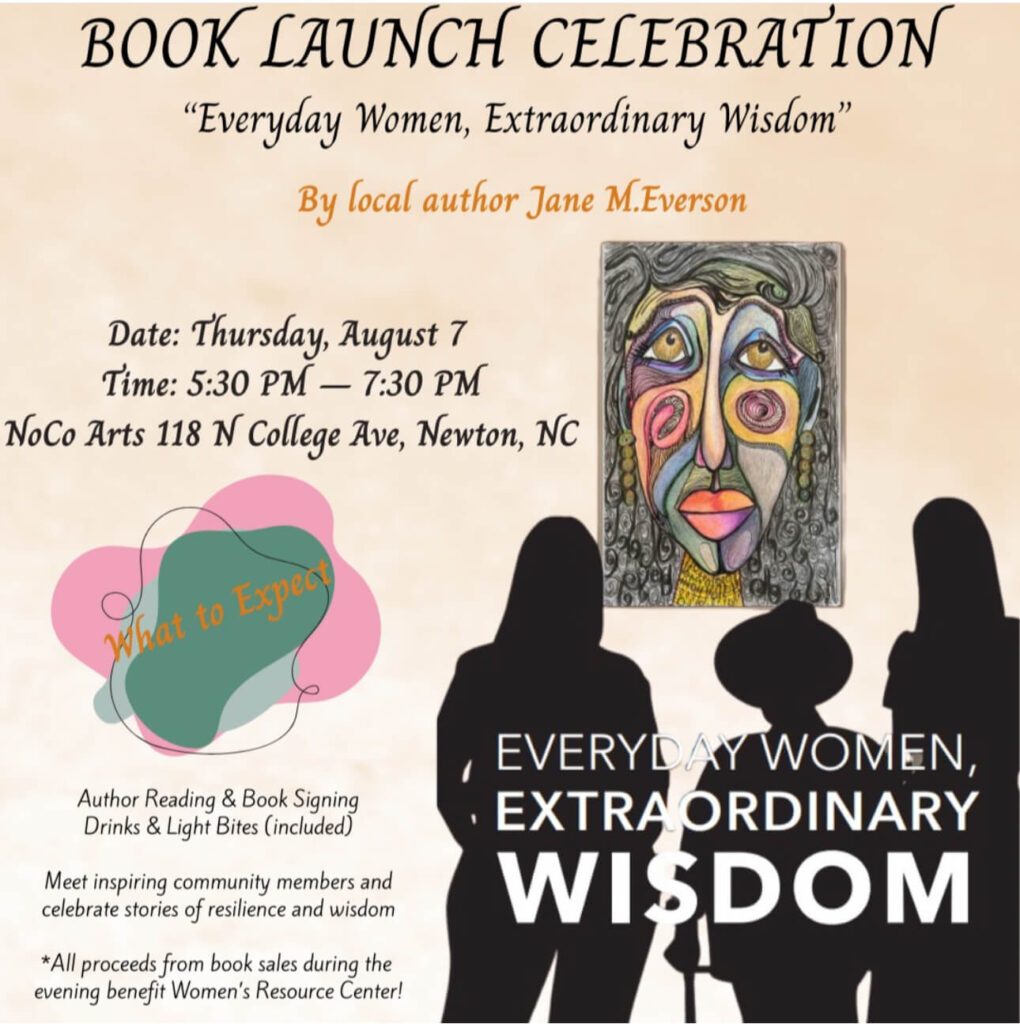 book launch celebration newton nc jane m everson flyer